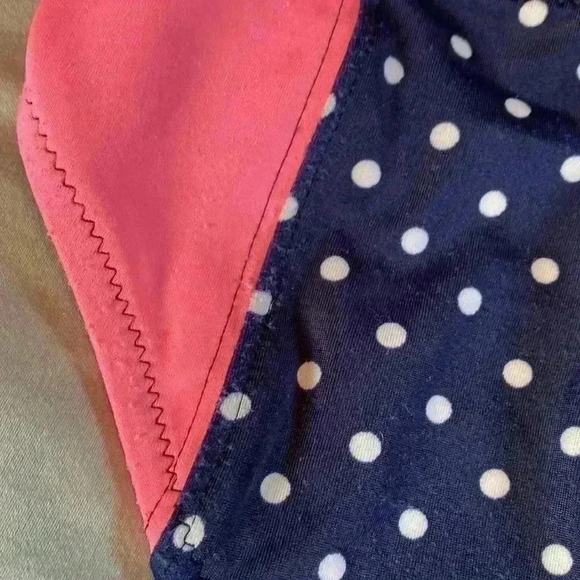 Crewcuts Youth Girl Bikini Bottom Size 12 Navy Blue/White Polka Dots & Peach - Picture 3 of 6